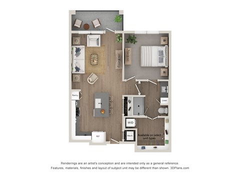 A floor plan of a house with a kitchen, living room, dining room, and bathroom.